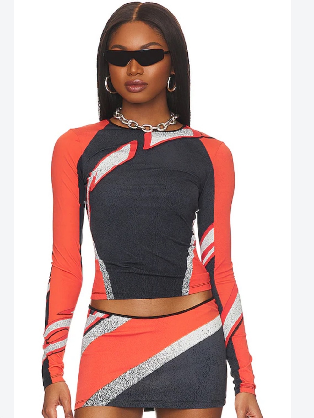Miaou Long-Sleeve tee in Roma print